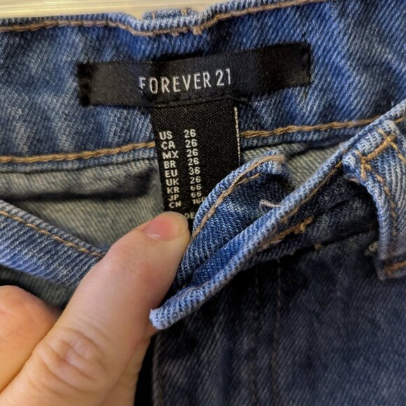 Distressed Boot Cut Denim Jeans Cotton Blend High Waisted Medium Wash Size 26 - Picture 6 of 7